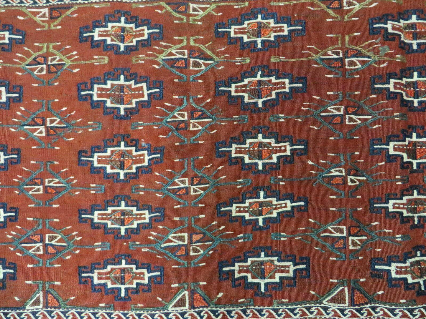 Antique Bokhara Turkoman Soumak Wool Rug 45x32 Handmade Yomud Chuval