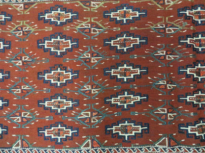 Antique Bokhara Turkoman Soumak Wool Rug 45x32 Handmade Yomud Chuval