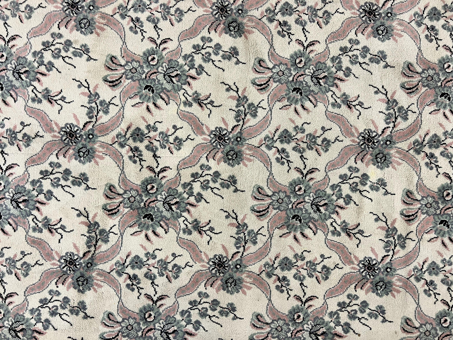 Power Loomed Wool Rug 8x11 Ivory Green Floral Belgium Crafted