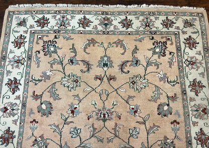 Indo Persian Rug 6x9 Handmade Vintage Wool Carpet With Floral Allover Design