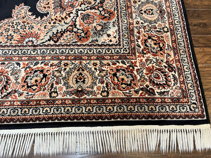 Karastan Rug 10x13, Karastan Ebony Kirman Rug, Room SIzed Wool Pile Vintage Karastan Carpet, Belgium Power Loomed Rug, Black Semi Open Field