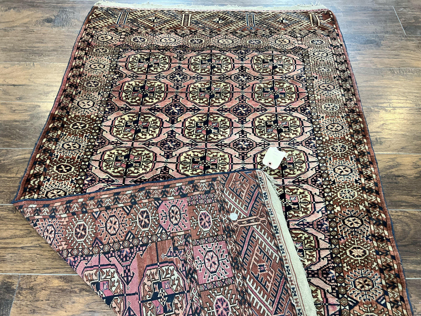 Persian Turkoman Rug 4x6 Hand Knotted Wool Bokhara Carpet
