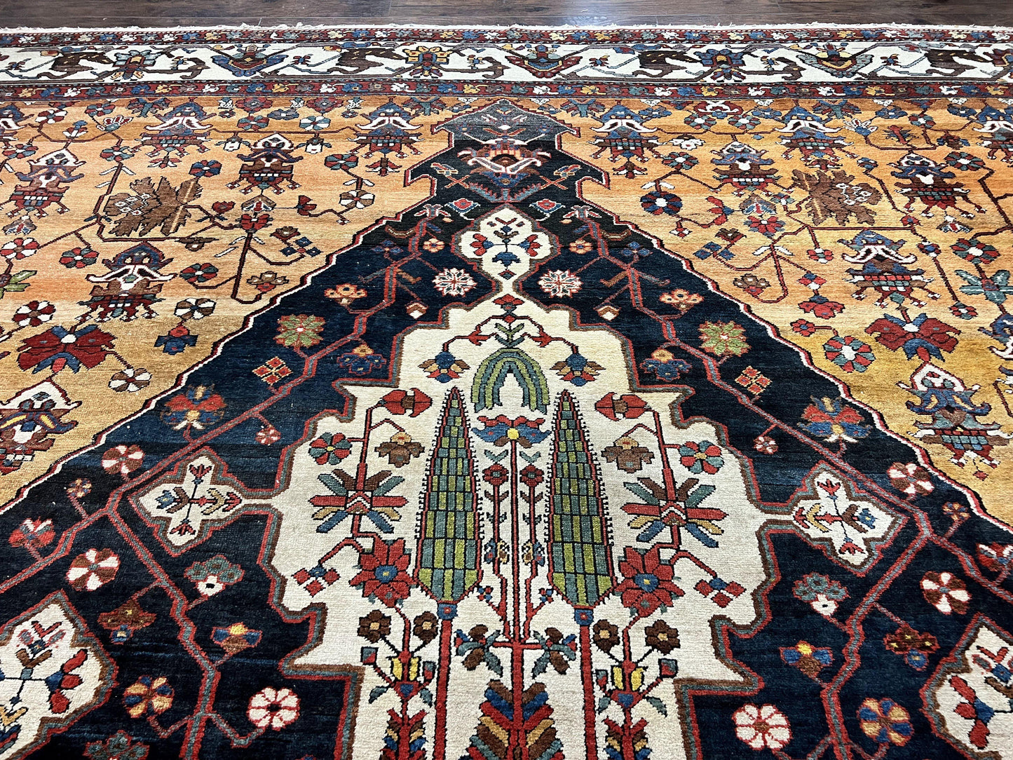 Antique Persian Bakhtiari Rug 14x19 Hand Knotted Wool Carpet Rare Palace Size