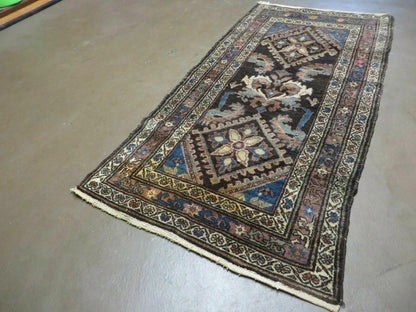 Antique Handmade Wool Rug From India With Floral Oriental Design