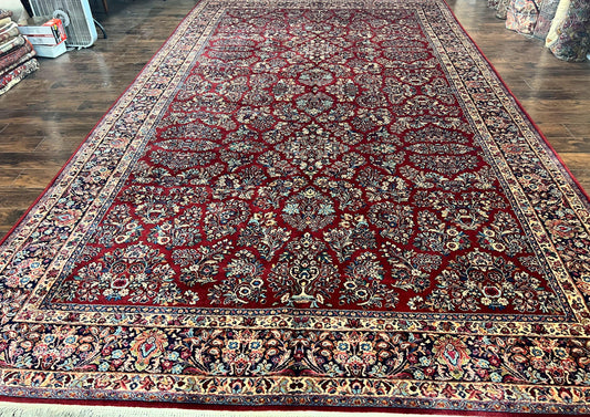 Karastan Rug Red Sarouk 10x18 Wool Carpet Original 700 Series Vintage Large Oriental Rug