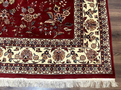 Indo Persian Rug 8x10, Red and Cream, Floral, Pande Cameron