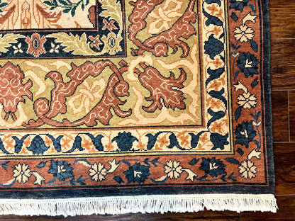 Handmade Vintage Wool Rug 10x13 Floral Birds Beige Couristan