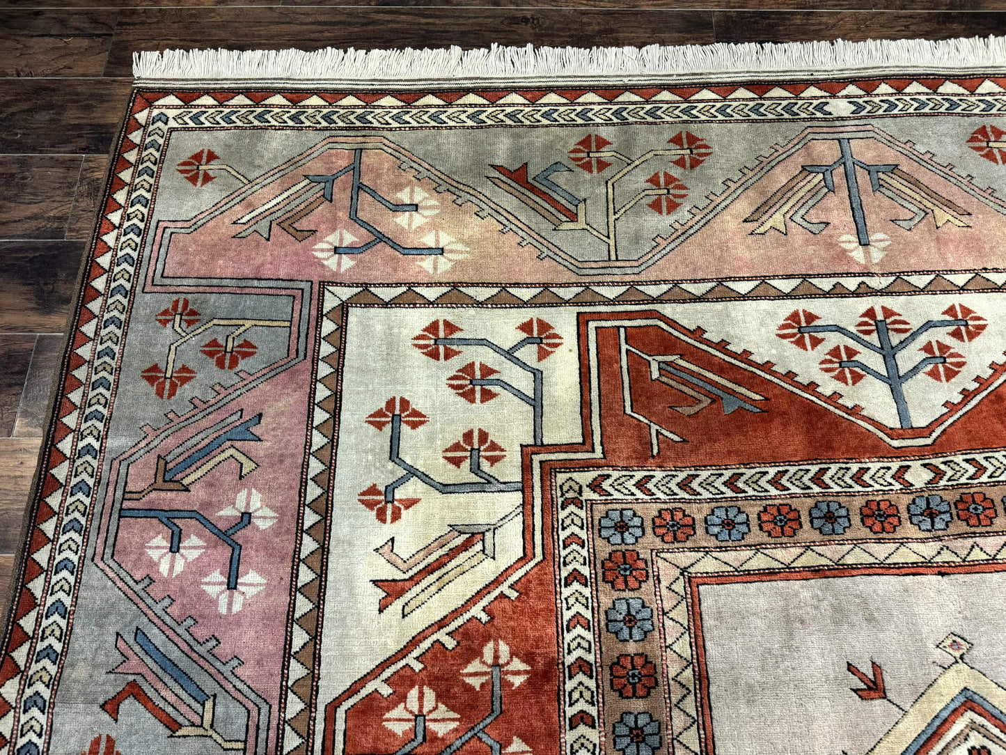 Turkish Milas Rug 10x13 Hand Knotted Wool Vintage Gray Area Rug