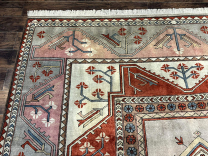 Turkish Milas Rug 10x13 Hand Knotted Wool Vintage Gray Area Rug