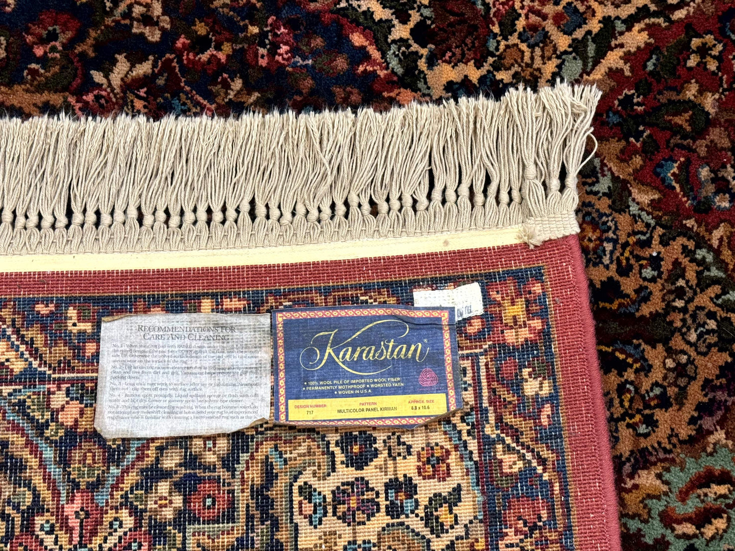 Karastan Kirman Multicolor Wool Rug 8.8 x 10.6 Ft Original 700 Series