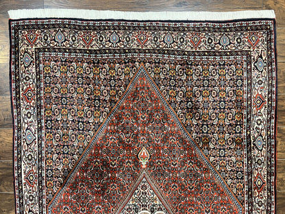 Persian Bidjar Rug 5x10 Hand Knotted Wool Vintage Carpet Mahi Herati Pattern