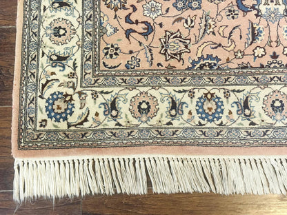 Pak Persian Rug 4x6, Pink and Cream, Very Fine 225 KPSI, Handmade Wool Oriental Carpet