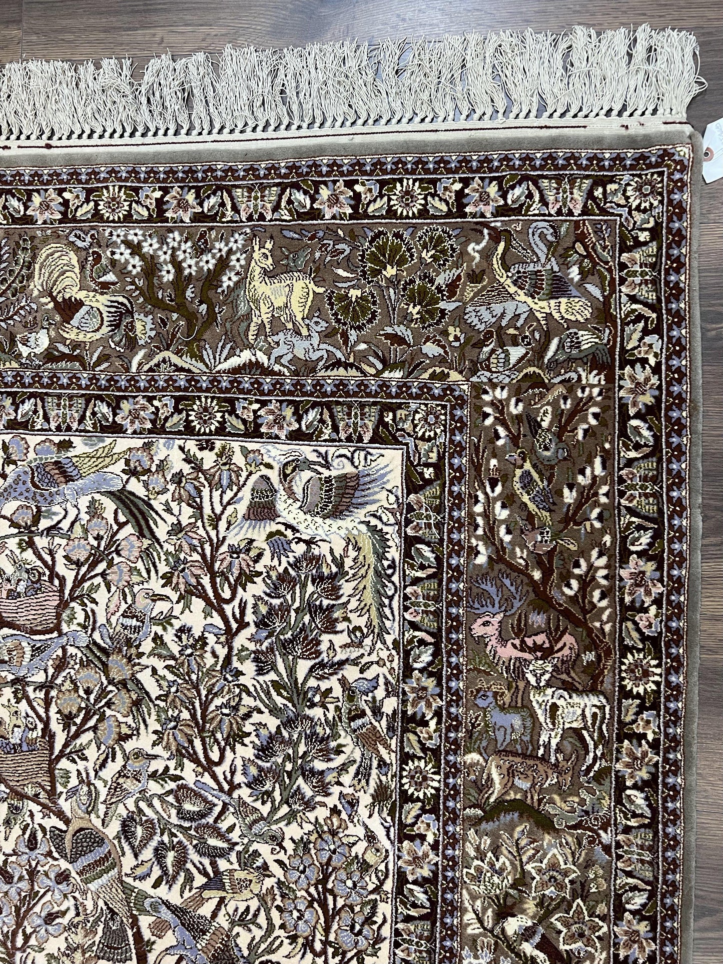 Persian Isfahan Rug 5x8 Tree Of Life With Animal Pictorials Kork Wool Silk