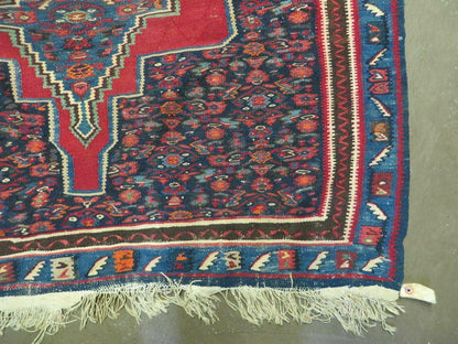 Turkish Kilim Rug Vintage 1940s Wool Flatweave Two Sided Handmade 45x64