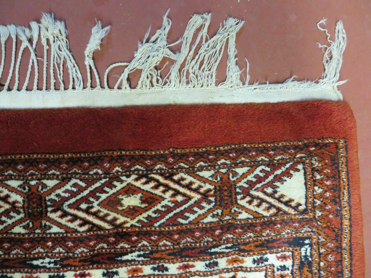 Vintage Turkoman Bokhara Rug Handmade Wool Carpet Signed By Master Weaver 6x9