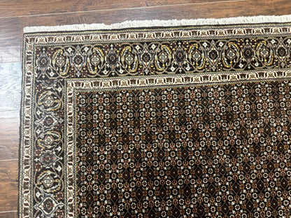 Persian Tabriz Rug 5x7 Black Allover Pattern Handknotted Wool