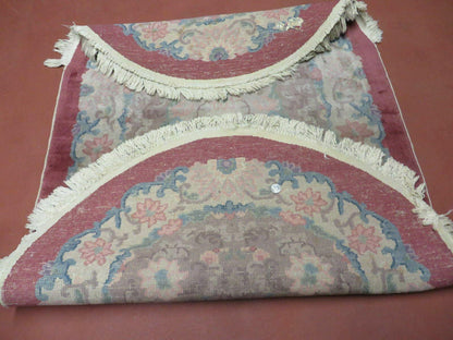 Oval Chinese Art Deco Rug 3x5 Vintage Wool Carpet Hand Knotted 1960s