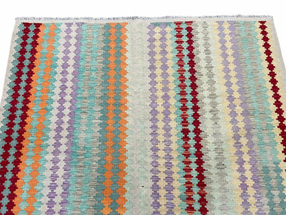 Colorful Kilim Rug 6x8 Turkish Flat Weave Wool Kilim Handmade Anatolian