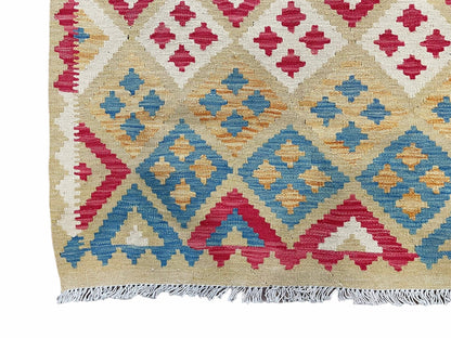 Kilim Rug 3x5 Multicolor Tribal Turkish Anatolian Wool Flatweave Area Rug