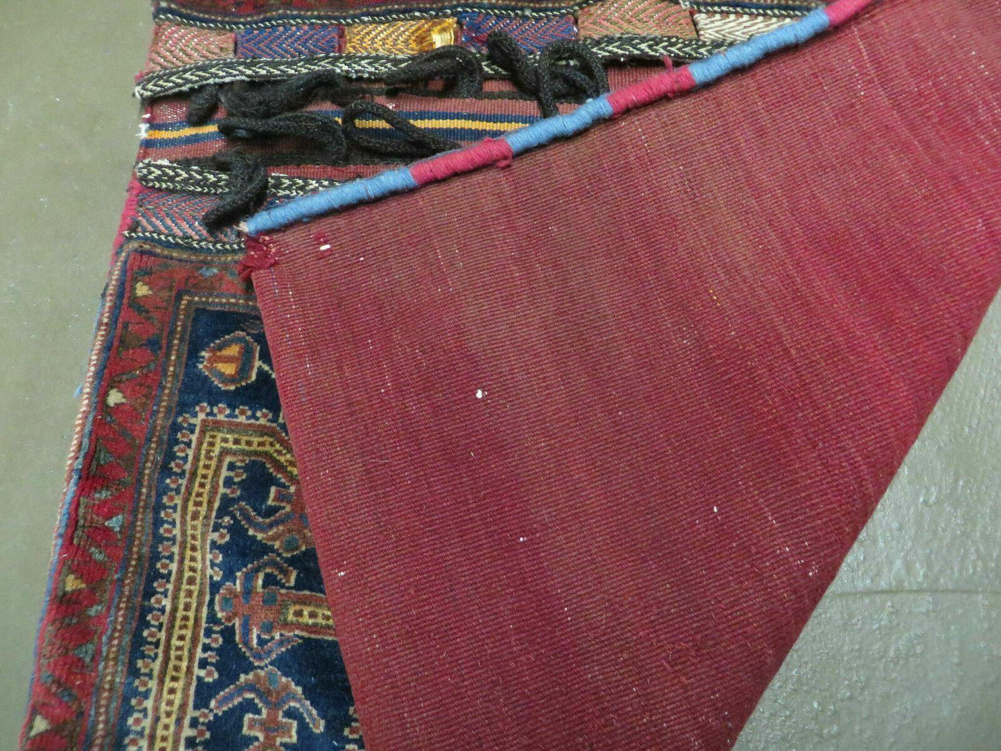 Antique Turkish Saddle Bag Rug Hand Made Tribal Wool 1950s Decor