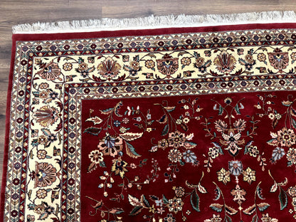 Indo Persian Rug 8x10, Red and Cream, Floral, Pande Cameron