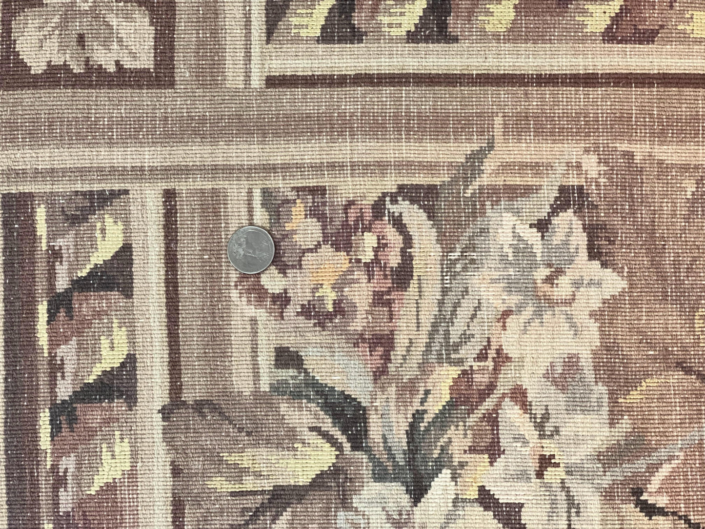 Aubusson Wool Rug 9x11 With Silk Highlights European Vintage Handmade Floral Design