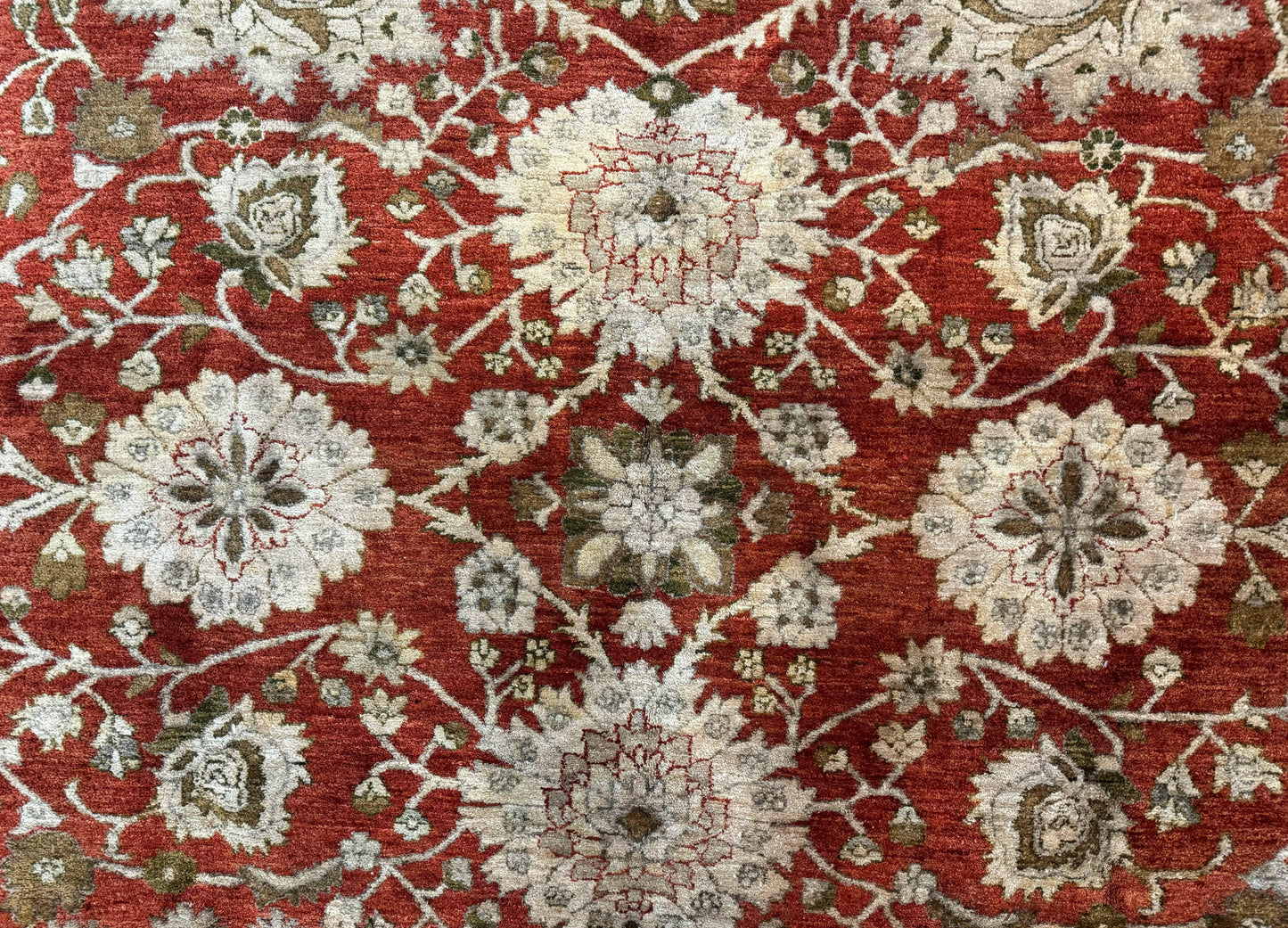 Pakistani Peshawar Rug 10x13, Burnt Orange, Large Handmade Wool Carpet