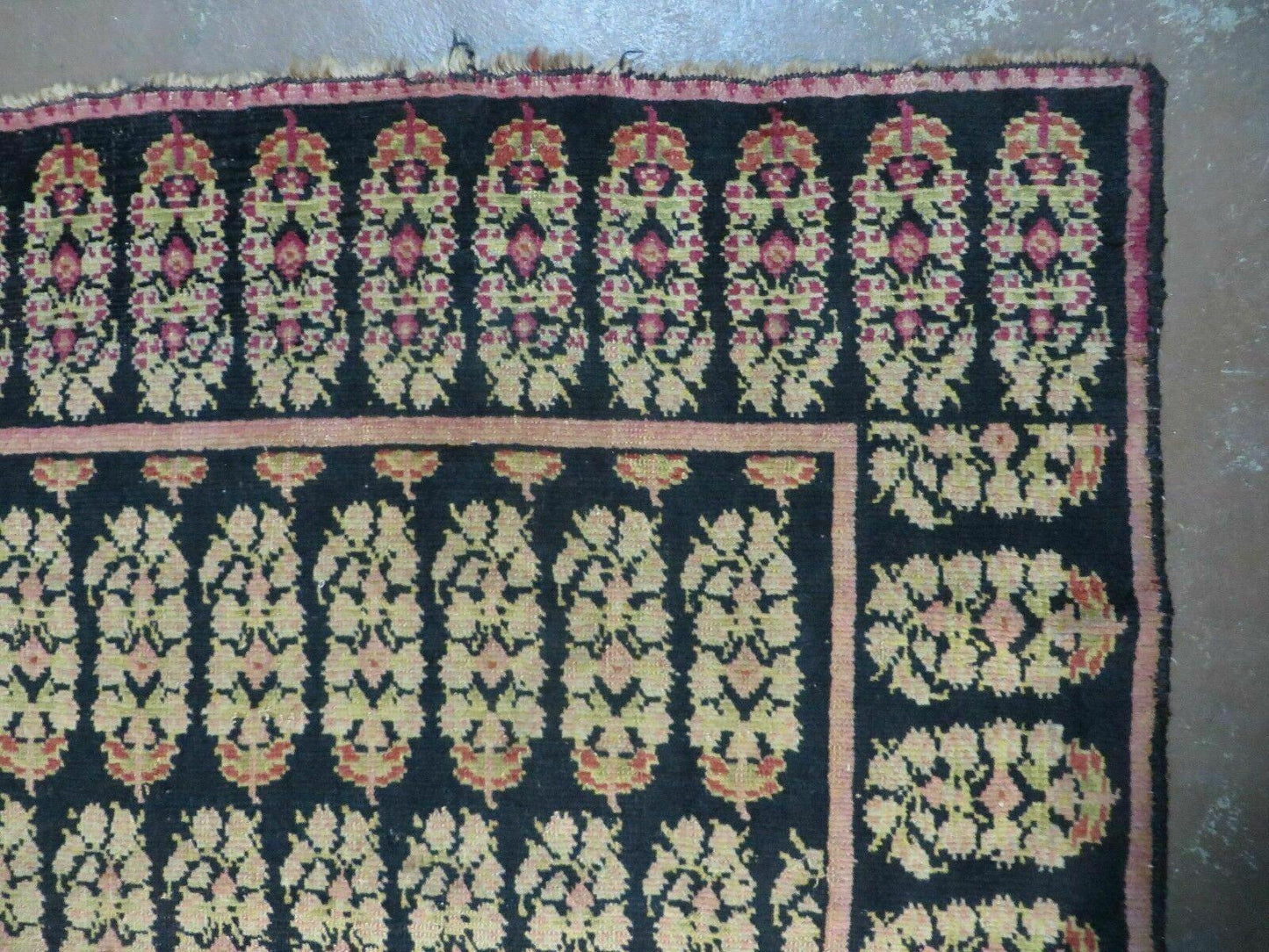 Antique Karabagh Caucasian Rug Handmade Wool Paisley Design 4x9 Vintage Carpet 1880s