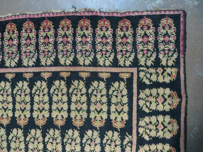 Antique Karabagh Caucasian Rug Handmade Wool Paisley Design 4x9 Vintage Carpet 1880s