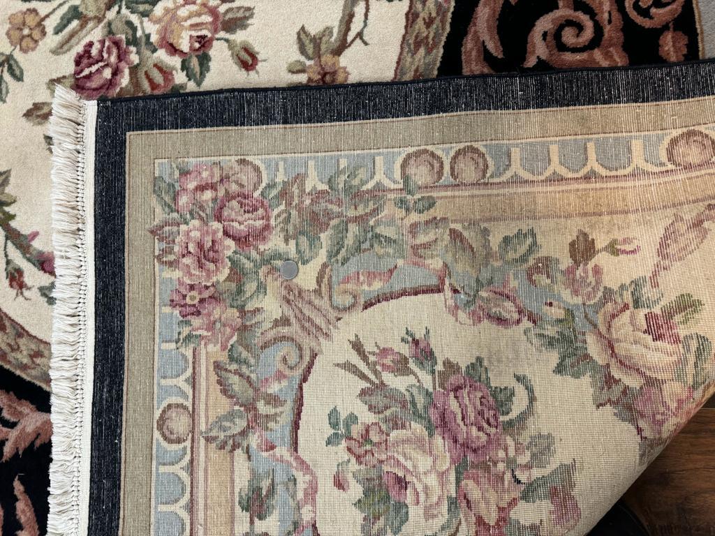 Aubusson Rug 8x10 Handmade Wool Pile Floral European Design