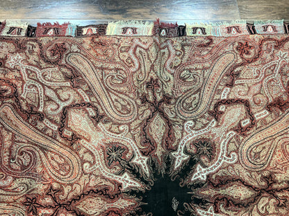 Antique Kashmiri Shawl Handwoven Wool Needlework Signed By Masterweaver Rare