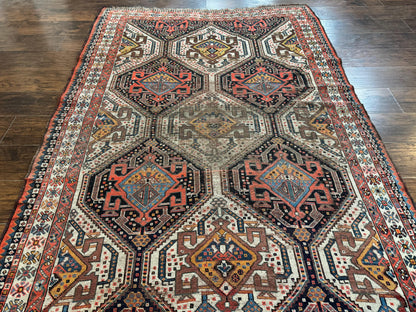 Antique Persian Qashqai Rug 5x8, Persian Tribal Rug, Khamseh Rug