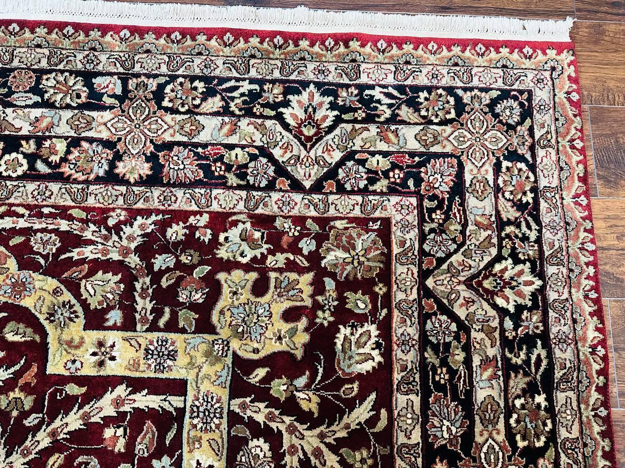 Indo Persian Rug 8x10 Red Vintage Wool Traditional Floral Handmade Carpet