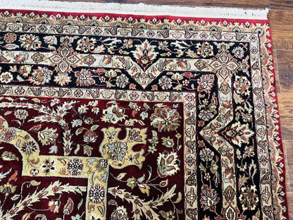 Indo Persian Rug 8x10 Red Vintage Wool Traditional Floral Handmade Carpet