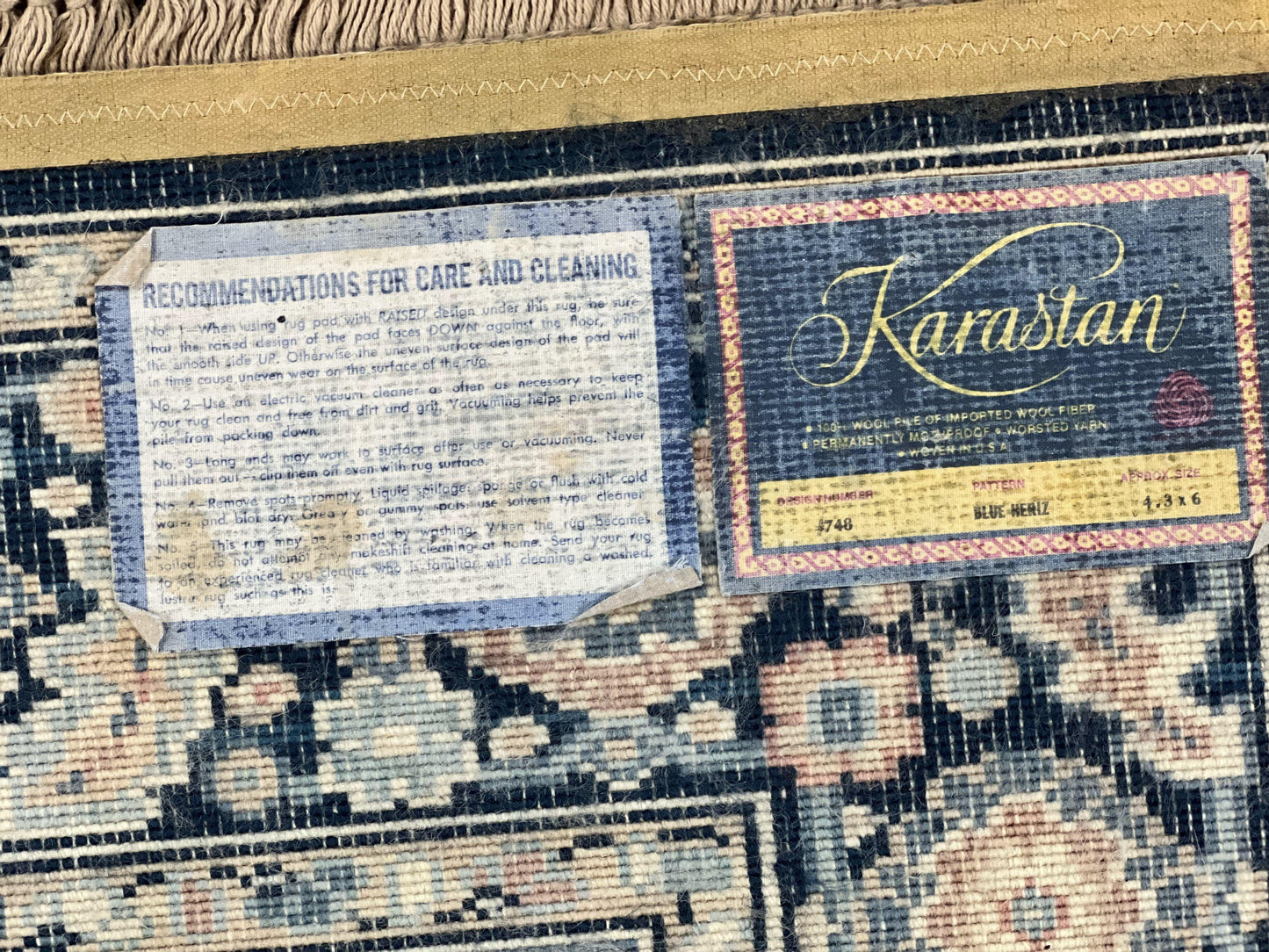 Karastan Blue Heriz Rug #748, Vintage Wool Karastan Carpet 4.3 x 6, Discontinued Original 700 Series Karastan Area Rug