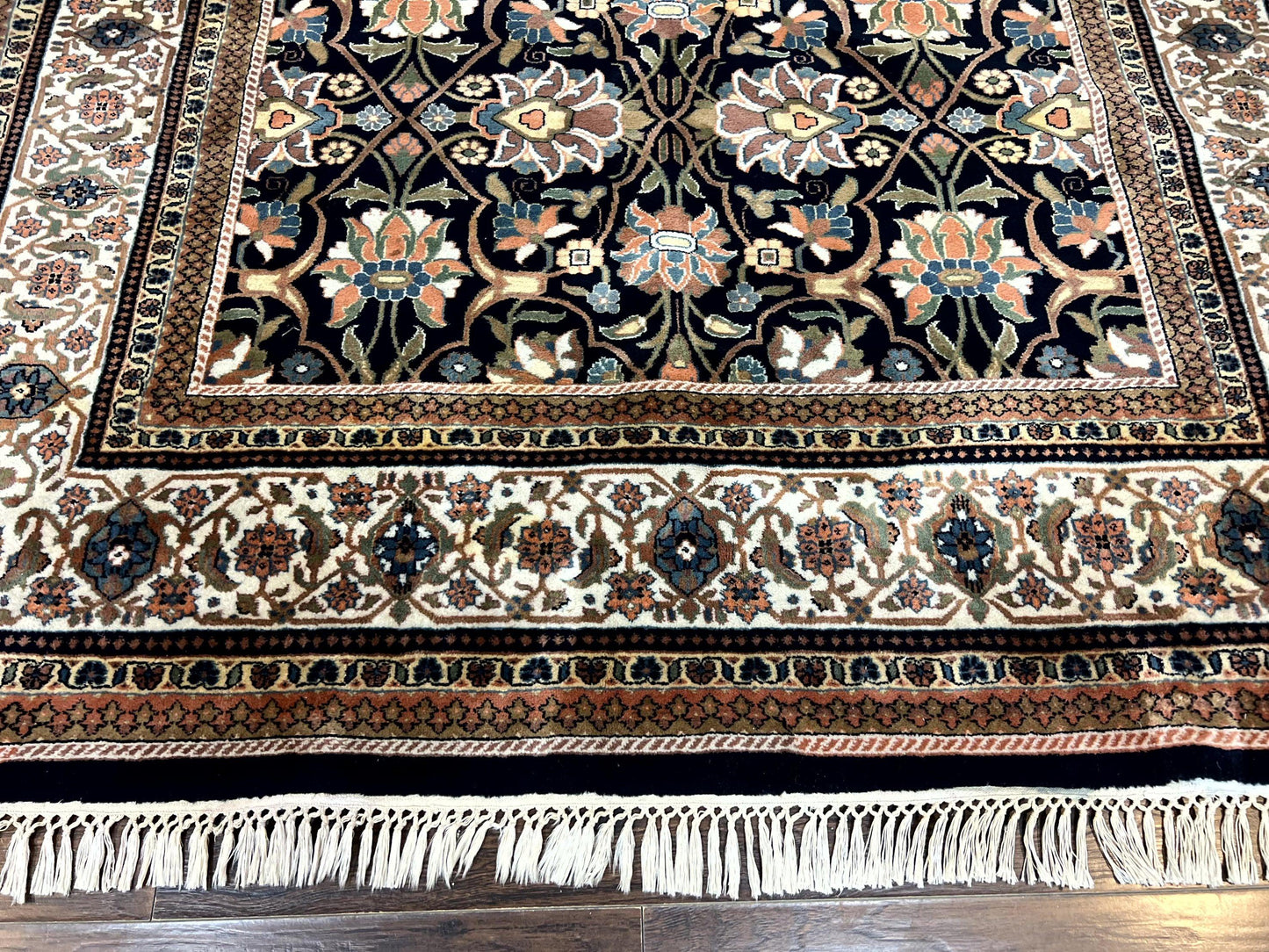 Indo Persian Bidjar Rug 6x10 Vintage Handmade Wool Carpet Allover Pattern