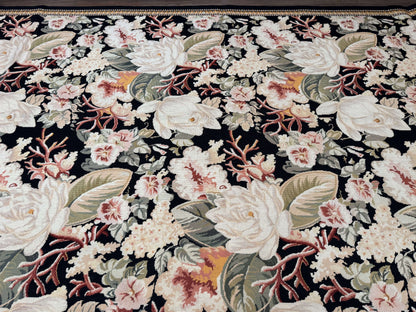 Palace Size Needlepoint Rug 13x17, Extra Large Wool Floral Handmade Carpet, European Design, Botanical