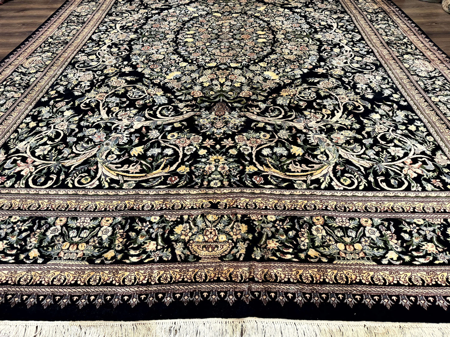 Pak Persian Rug 10x14 Hand Knotted Wool Floral Vintage Carpet 225 KPSI
