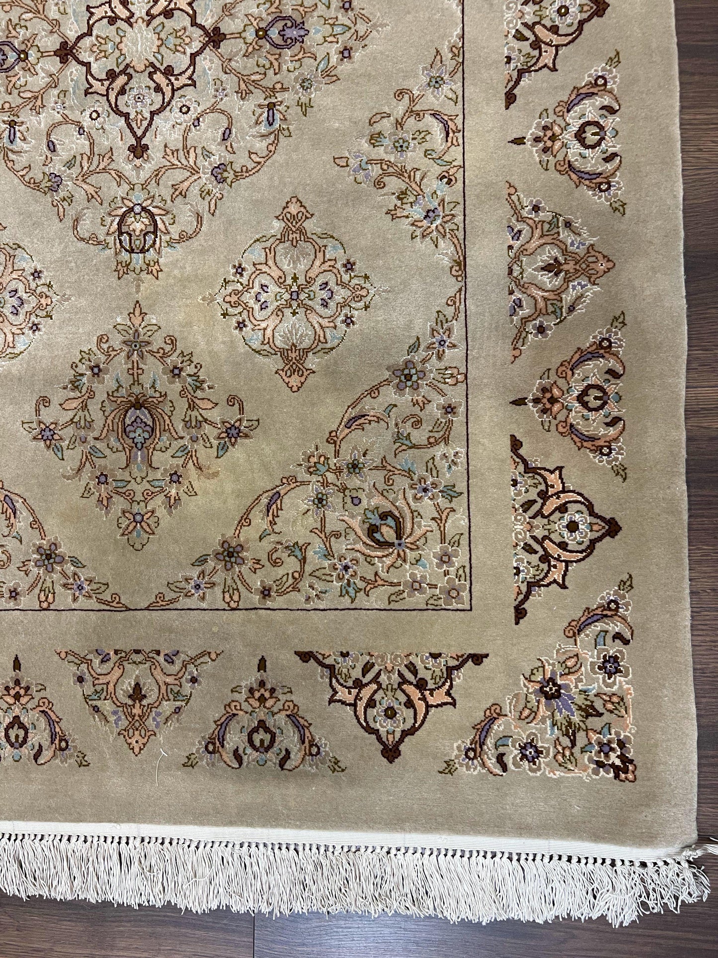 Persian Isfahan Rug 3x5 Hand Knotted With Kork Wool Silk Foundation Gray Taupe Vintage Oriental Carpet 60 Raj 460 KPSI