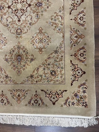 Persian Isfahan Rug 3x5 Hand Knotted With Kork Wool Silk Foundation Gray Taupe Vintage Oriental Carpet 60 Raj 460 KPSI