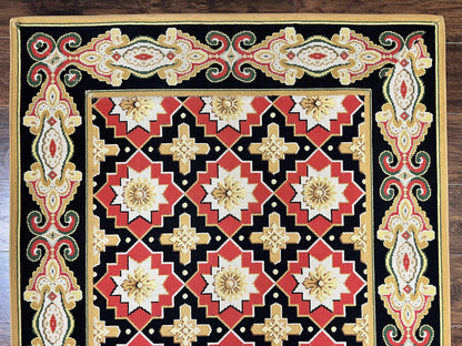 Runner Rug 4x19 Wool Panel Design Hallway Carpet Vintage European Style