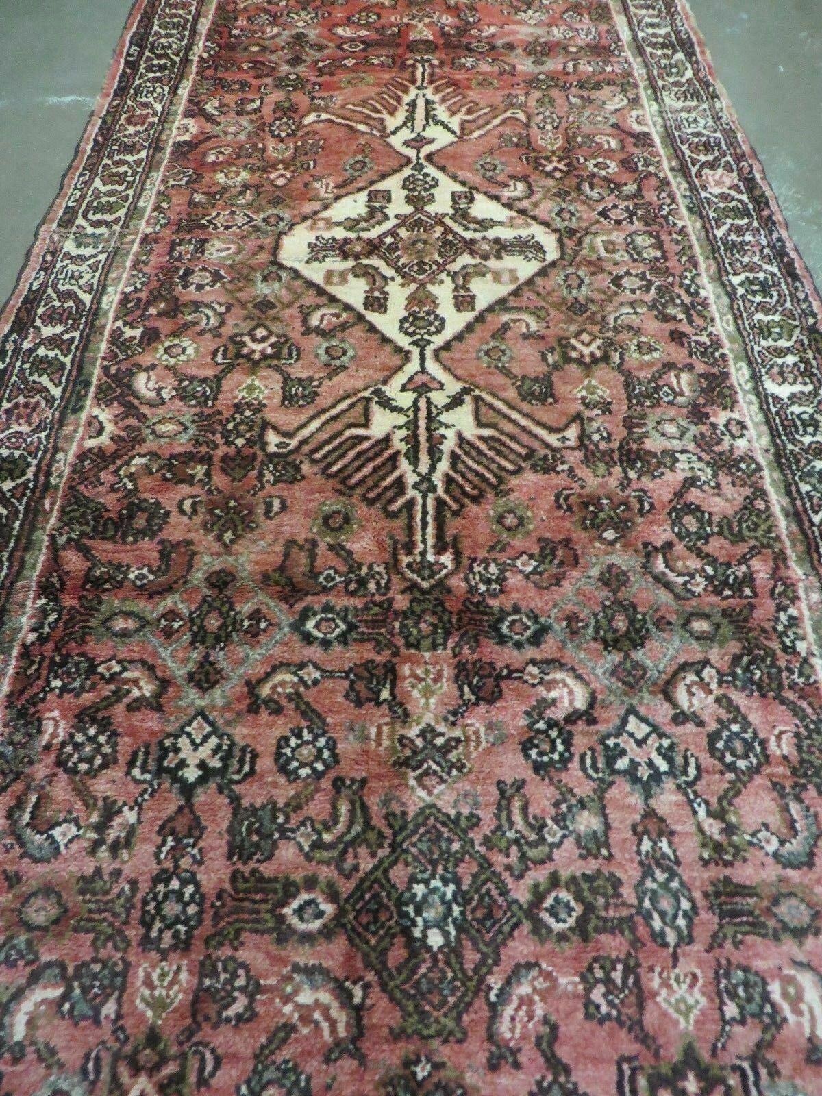 Persian Runner Rug 3.8 x 10, Red, Vintage