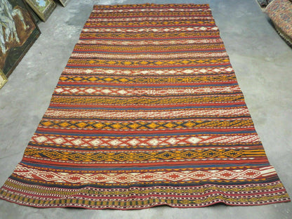 Antique Turkish Jajim Kilim Rug Flat Weave Wool Vegetable Dye 6x10 Handmade