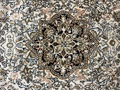 Persian Qum Silk Rug 3.5x5.5 Hand Knotted Silk On Silk Floral Medallion Very Fine 350 KPSI Vintage