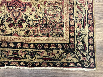 Antique Persian Lavar Rug 3x5 Hand Knotted Wool Kerman Carpet