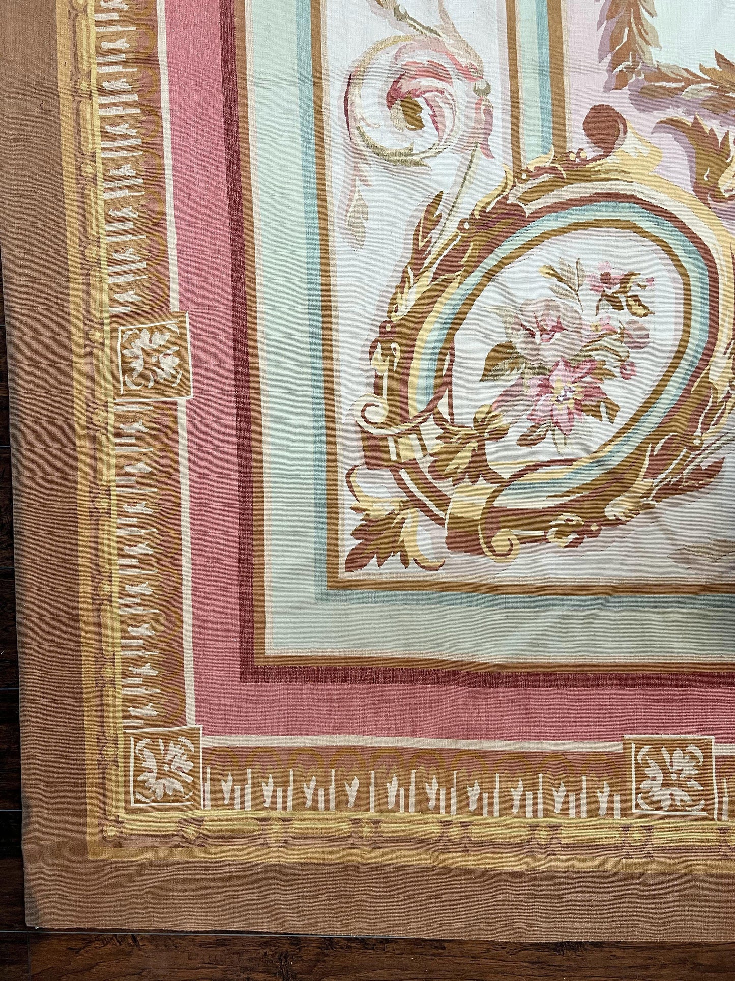 Premium Aubusson Rug 11x15 Wool Handmade Vintage European Flatweave Savonnerie Carpet