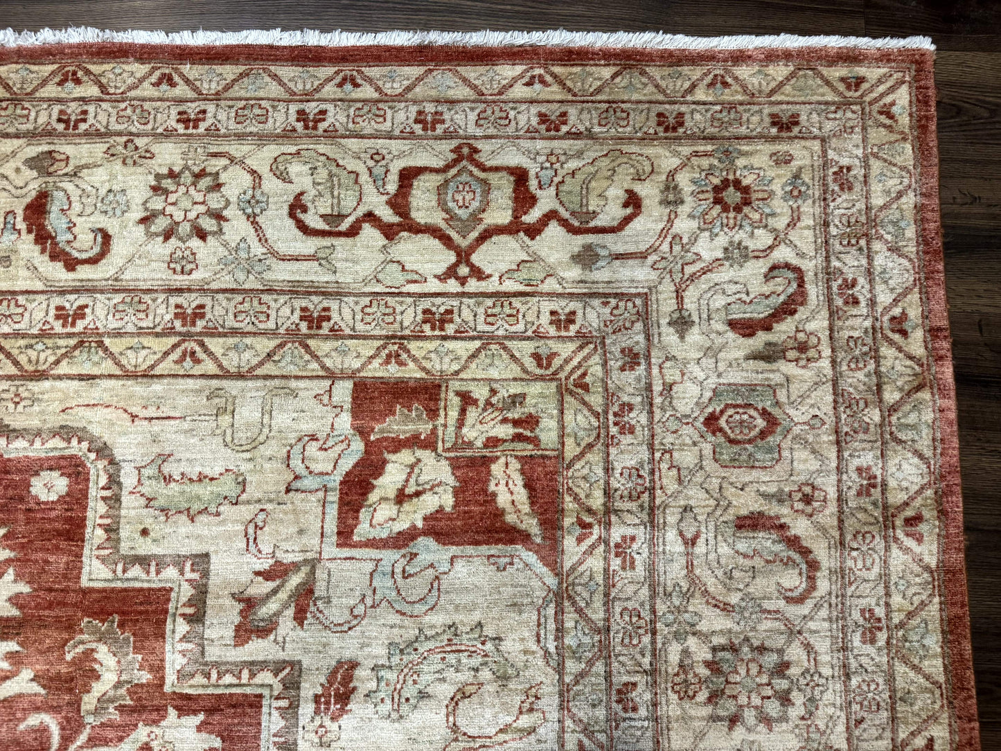 Turkish Heriz Serapi Rug 9x13 Geometric Medallion Hand Knotted Wool Vintage Area Rug