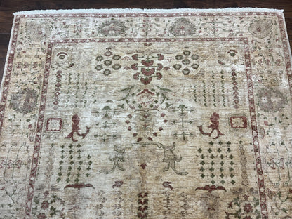 Oushak Rug Handmade Wool Peshawar Carpet For Farmhouse Decor 6x9.6