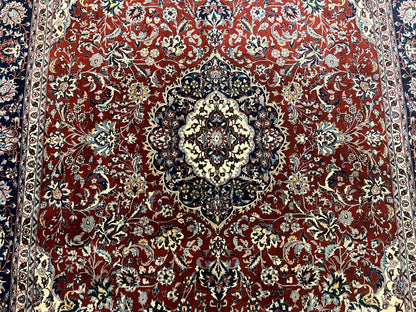 Hand Knotted Persian Rug 7x10 Vintage Wool Floral Medallion Carpet