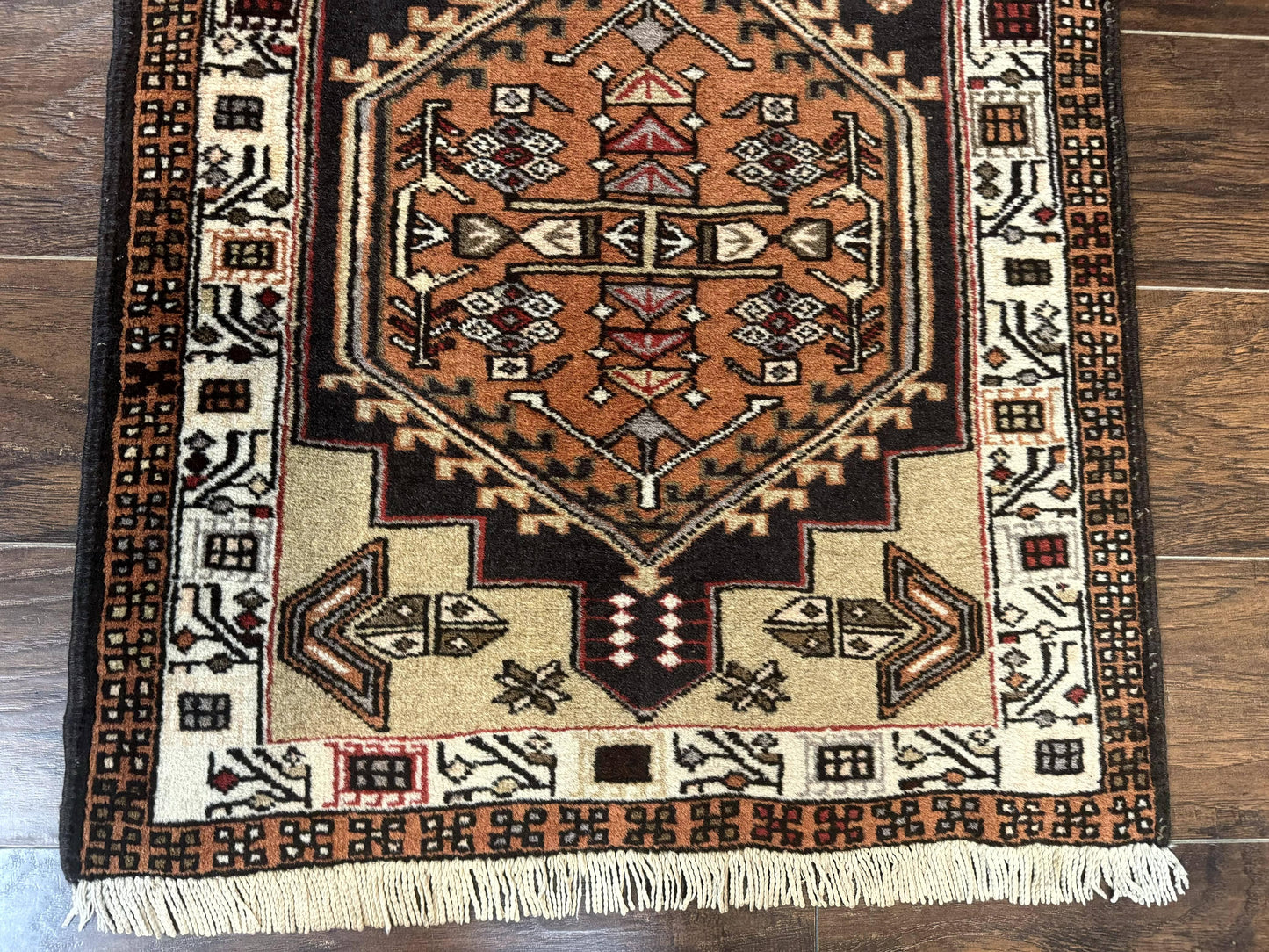 Persian Tribal Runner Rug Handmade Wool Sarab Geometric Medallions